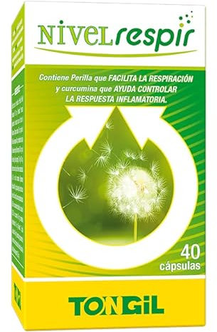 Nivelrespir 40 Cápsulas con Perilla, Quercetina, Ginseng, Curcumina y Vitamina C - Alergía, Congestión Nasal, Vías Respiratorias - 100% Natural de Tongil