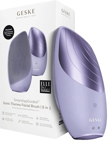 GESKE SmartAppGuided Sonic Thermo Facial Brush | 6 in 1 | Skin Cleansing | Cleansing Brush with Thermal Function | Electric Facial Massager