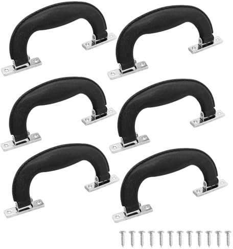 Hordion 6 schwarze Gepäckgriffe, 15 cm Länge, Kunststoff-Zuggriffe, Ersatz für Koffer, Aktentasche, Box, Gitarrenkoffer, Gepäck, Kofferraum (mit Montageschrauben)
