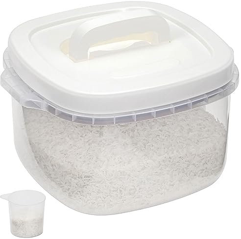 Taylor & Brown 5KG Rice Storage Container - Large Airtight Food Container with Lid and Measuring Cup, BPA Free Plastic Portable Cereal Container for Kitchen - Storage Bin for Beans, Flour, Pet Food