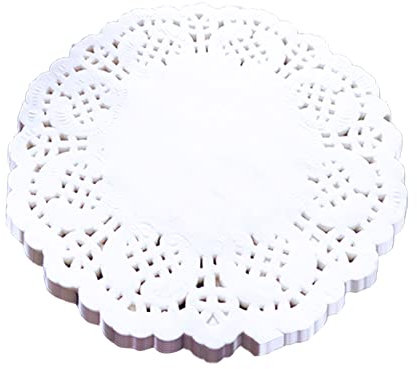 Fenhua Napperon Dentelle Blanc 100 Pièces Napperon Papier Rond Table De Papier De Bout Napperons Gâteau Papier Pad pour Décorations De Mariage De Fête