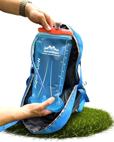 Alpenwert® Trinkblase mit Trinkschlauch [Wasserblase 2L/3L BPA FREE] Ultraleicht Trinksystem für Rucksack perfekt für Outdoor, Laufen, Trailrunning (2 Liter)