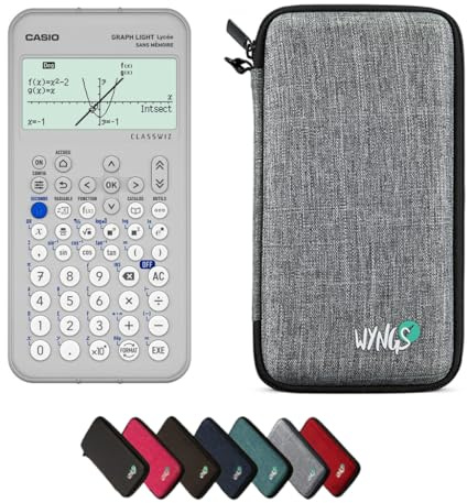 Casio Graph Light con Funda Protectora WYNGS Gris Claro - Calculadora Gráfica - Paquete Básico (Francés)