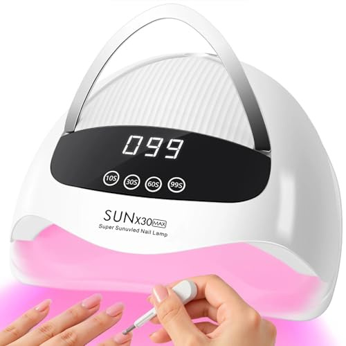 MainPi Lampe UV LED Ongles Professionnelle 380W Haute Puissance,Sèche-Ongles 90 LEDs avec Capteur Automatique,Écran Tactile et 4 Minuteurs,Poignée Portable pour Vernis Semi-Permanent et Gel