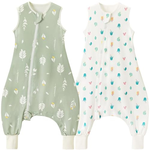 Nivolltha 1.5 TOG Schlafsack mit Füßen, 100% Baumwolle Warm Ganzjahres Premium Qualität Kinder Schlafsack mit Beinen, Bären, Größe M