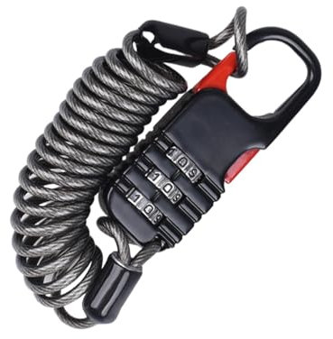 Lucchetto per moto Doiyislem, combinazione a 3 cifre, resistente al taglio e agli agenti atmosferici, per motociclette, veicoli elettrici, caschi e attrezzature da esterno, colore nero