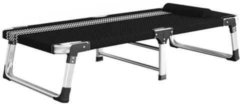 Tragbares Campingbett aus Aluminiumlegierung mit Kissen, leicht, faltbar, Reisebett für Erwachsene, atmungsaktiv und bequem