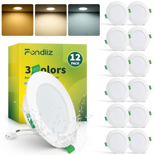 Fondiiz Faretti LED da Incasso per Cartongesso, 6W 220V Faretti LED Soffitto Luce Calda Luce Naturale Luce Fredda, IP44 faretti da incasso foro 80 mm, Diametro 98 mm, Set di 12