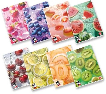Pigna, Maxi Quaderno Fruits, f.to A4 21x29,7 cm., pagine 80 + Risguardo, Carta 80 g/m², interno 1R, Righe per Medie e Superiori, Copertine Assortite, 10 pezzi.