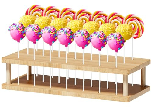 Cake Pop Ständer, 21 Löcher Lollipop Halter Ständer, Cakepopständer, Zum Dekorieren Und Präsentieren von Cake Pops für Stilvolle Feiern Wie Geburtstage Hochzeiten und Babyparties, 27,9x11.9x5,8 cm