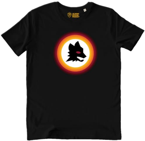 AS Roma T-Shirt Adulto Lupetto Stampata Stadio New Nera - L