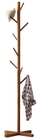 Genérico Perchero Autoportante De Madera De Pino 150cm Perchero De Árbol De Pasillo Con Ganchos Múltiples Base Estable Percheros De Madera Para Dormitorio, Pasillo, Sombreros, Abrigos,