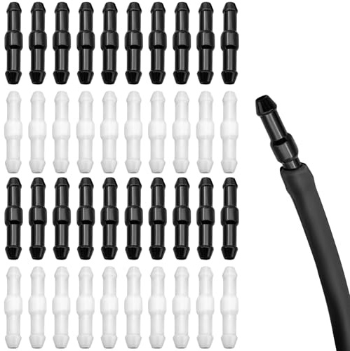 Simsky 40 Stück Schlauchverbinder 4Mm, Verbinder Scheibenwaschanlage Schlauch, Universal Spritzwasserschlauch Adapter, Lsolierschlauch, Unterdruckschlauch, Fur Auto (Schwarz/Weiß)