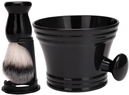 ELAYARD Set de Rasage pour Hommes Blaireau en Plastique Noir et Bol à Raser pour Grooming, Support Pratique pour Organisation Solide