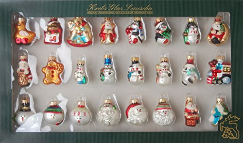 Krebs Glas Lauscha - Mini Figurensortiment - 24 Stück - kleine Glasfiguren als Weihnachtsbaumschmuck - Glaskugeln