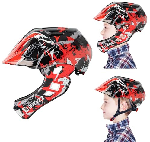 ONTYZZ Kinder Fahrradhelm Integralhelm mit Abnehmbarem Kinnschutz für Balance Bike Scooter Roller Skates