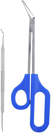 Tijeras para uñas de mango largo Tijeras perfectas para uñas con punta gruesa Manija de fácil alcance Diseño único Cutícula ergonómica Tijera Hoja de uñas encarnadas