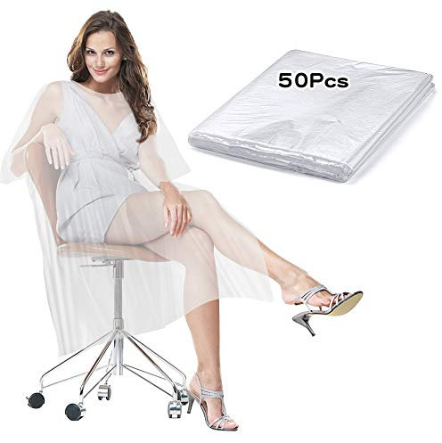 50 Pcs Hairdressing Cape, Disposable Hair Cutting Apron Hair Salon Cape Protective Coveralls Gowns Waterproof Protection Overalls Capes Transparent Cloth, Barber Cape for Salons Barbers Hairdresser