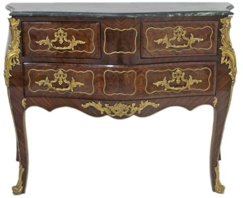 Casa Padrino Barock Kommode Braun mit grüner Marmorplatte 120 cm Handgefertigt - Barock Möbel Antik Stil