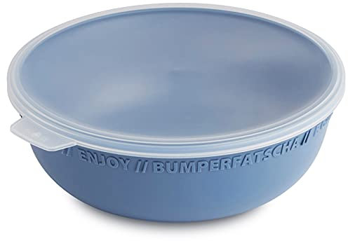 Rotho Cuenco de 0,35 l con tapa Tresa, plástico apto para alimentos (PP) sin BPA, azul/transparente, 0,35 l, 13,2 cm