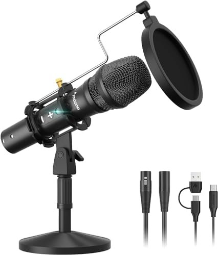 MAONO HD300T USB/XLR Dynamisches Mikrofon mitZero-Latenzüberwachung, Gesangsmikrofon mit Lautstärkeregler, Stoßhalterung und Popfilter