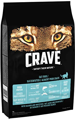 Crave torrfoder för vuxna med lax och sik, 7 kg (1 påse), Premium torrfoder för katter med högt proteininnehåll och spannmålsfritt, tillverkat med 100 procent naturlig fisk