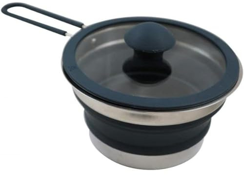 Vango 1.5L Non-Stick Collapsible Pot, Dishwasher & Oven Safe, Folding Silicone, Cool Touch Handle, Suitable for All Cooker Types, Food Safe, BPA Free