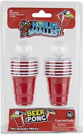 Worlds Smallest Beer Pong, Miniatur, Rot, Beerpong, 1-2 Spieler, Indoor, Wissenschaft, Kunststoff, Keine Batterien erforderlich, Erwachsener, 4 Bälle, 12 Becher