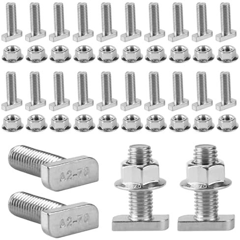 Kit 30 Pezzi Viti Testa a Martello M10 30mm in Acciaio Inox per Profilo Alluminio, Fotovoltaiche Solari, Serra, Costruzione, Produzione Meccanica Bulloni