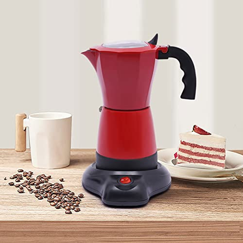 NadineDutol Macchina da caffè elettrica da 300 ml, per espresso, per 6 tazze, macchina per moka per gas, fornelli elettrici e in ceramica (rosso)