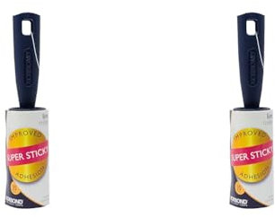 Korbond Rullo levapelucchi, 5 m, per Rimuovere Pelucchi, Polvere, Capelli, peli di Cane/Gatto e lanugine da Vestiti, mobili e tappeti, 35 Fogli Adesivi già Tagliati, Blue, 5m (Confezione da 2)