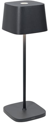 Zafferano, Ofelia Lampa, Uppladdningsbar Sladdlös Bordslampa med Touchkontroller, Även Användbar som Utomhuslampa, Dimmer, 2200-3000 K, Höjd 29 CM, Färg Mörkgrå