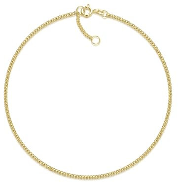 SILBERKETTEN STORE DEIN SCHMUCK ONLINE SHOP Fußkette Panzer Breite 1,7mm | aus echt 585 Gold | hochglanzpolierte Fußkette | Echtgold mit Federringverschluß