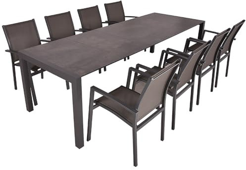 Lomadox Garten Tischgruppe 9-TLG. mit Ausziehtisch in anthrazit