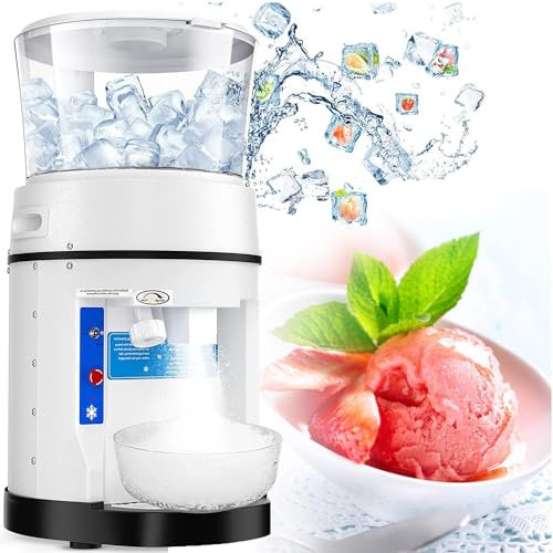 Commercial Ice Shaver, Snow Cone Maker, Tabletop Ice Shaving Machine, 1100LBS/H, 320r/m Electric Ice Crusher Slushie Dessert Maker for Home Restaurant