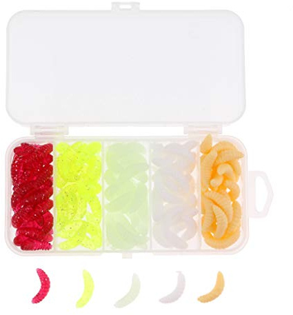 Duiaynke 125 Counts Worm Maggot Grub Fishing Lures Artificial Baits Fake Worms Fishing Bait Tackle