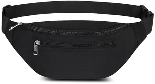 Bauchtasche Gürteltasche Hüfttasche für Herren Damen Wasserdicht Stylisch Unisex Bum Waist Fanny Pack für Outdoor Sport Reise Wandern Hundetraining (Schwarz)