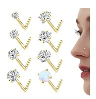 Chriscoco 20G Näspiercing Kirurgiskt Stål 14K Guld Plugg Zirkonia För Kvinnor Män, 20G, Koppar, Ingen Ädelsten