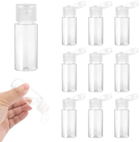 UYVPAER 10 Pezzi Bottiglie Da Viaggio 15 Ml, Flaconi Liquidi Da Riempire, Contenitori Di Plastica Trasparente, Bottiglie Per Cosmetici, Gel Doccia, Shampoo Lozione