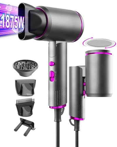 Secador de pelo iónico, Arhhn 2400W Secador de pelo profesional para mujer, Secador de pelo de viaje de secado rápido de iones negativos de alta velocidad, Secador de pelo con difusor y concentrador