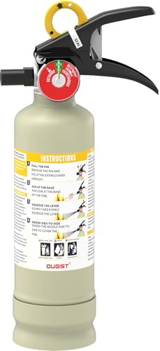 Ougist ABC Dry Powder Fire Extinguisher, 2.5lb – 1-A:10-B：C Rated for Home, Office & Vehicle, Quick Release, Easy-Grip Handle, Ideal for Electrical & Grease Fires, Car Extinguisher, Model FF1KG