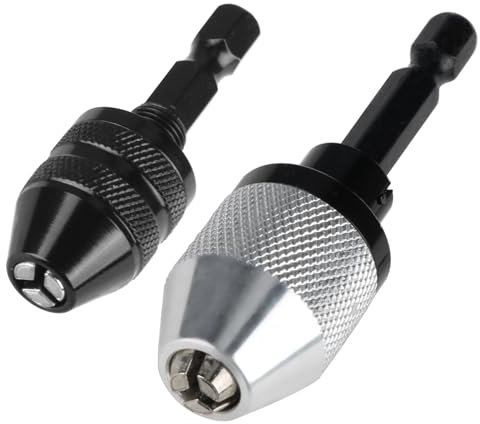 2 Pcs Keyless Drill Chuck Conversion Tool 0.3-3.6mm/0.3-6.5mm, 1/4 Inch Hex Shank Drill Bit Adapter Quick Change Converter Screwdriver for Micro Drill Bit, Pin Chuck and Manul Drill
