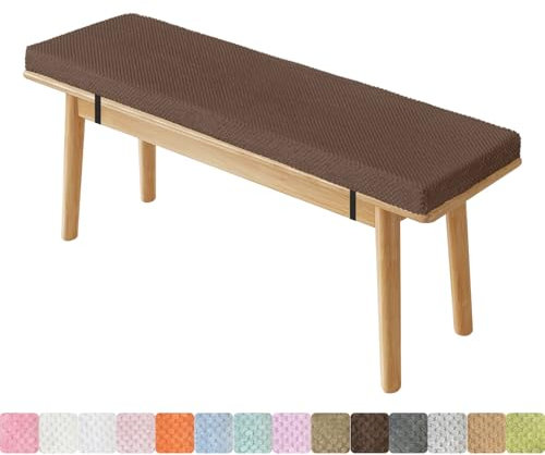Lsjoaw Bankauflage Sitzkissen Mit 2 Spanngurten Bequeme Waschbare Rutschfestes Sitzauflagen Sitzbank Auflage Bank Outdoor Sitzauflage 110X45X3CM Dunkelbraun