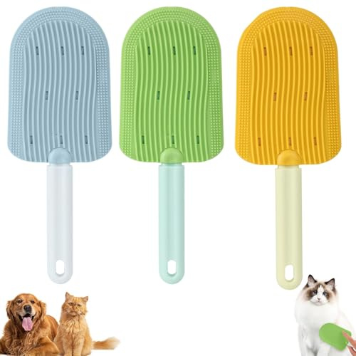 3 Pack Cat Tongue Brush - Double Sided Silicone Cat Tongue Comb, Cat Grooming Brush for Shedding, Cat Comb for Pets Removing Loose Hair or Massage, Simulated Tongue Comb for Dog Cat Bunny