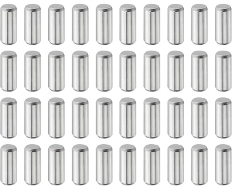 QUARKZMAN 40 Pz 4 mm x 10 mm perni di legno cilindrici argento tono | acciaio inossidabile 316L, supporto mensola perno perno asta fissare elementi mensola