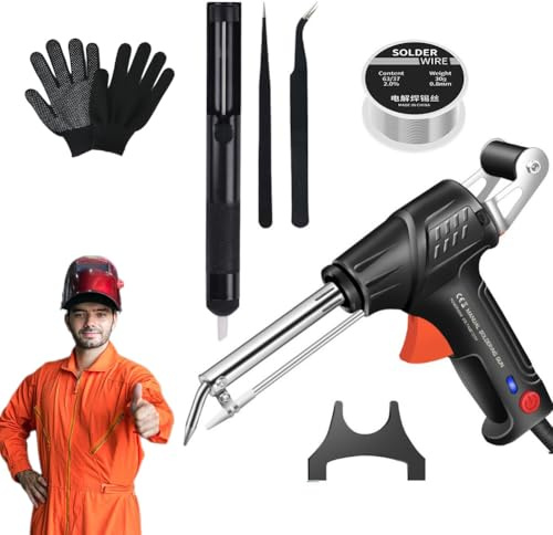 Internally Heated Industrial Laser Welding Tools, Multi-Function Soldering Iron Soldering Gun Set, Automatic Corded Solder Iron Internal Heat, Rust Removal, Cutting, Weldings (Black-5pcs Set)