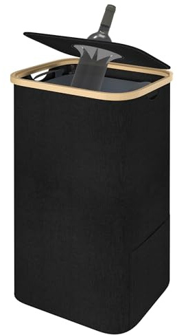 LILIIN 100L Pfandflaschen Sammelbehälter mit Deckel Pfandbehälter mit Loch Müllsackständer Groß Aufbewahrung Mülleimer Behälter Leergut Altglas Aufbewahrung, Rechtecke, Schwarz
