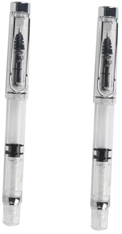 ELAYARD Bolígrafo Pistón Recargable 0.5 Mm Tinta Líquida Transparente, Escritura Precisa y Suave Para Oficina, Escuela y Caligrafía Profesional, Set De 2 Unidades