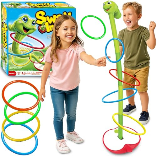 Retoo Ringwurfspiel Interaktive 18 Pcs Tanzender Wurm Spielzeug für Kinder & Erwachsen90 cm Hoch Ring Toss Fördert Geschicklichkeit & Reaktion Indoor & Outdoor Spielzeug Spaß für Familie & Freunde
