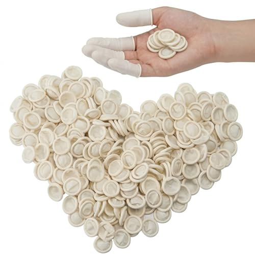 AceFun 100PCS Disposable Latex Finger Cots Medium Size Flexiable Finger Covers Protectors Gloves for Finger Tips Disposable Industrial Applications Thumb Covers for Finger Protection White